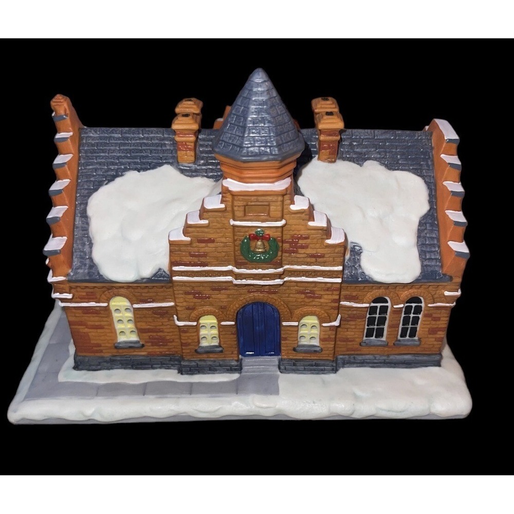 Vintage 1993  Hawthorne Village Norman Rockwell Lighted The Town Offices Box